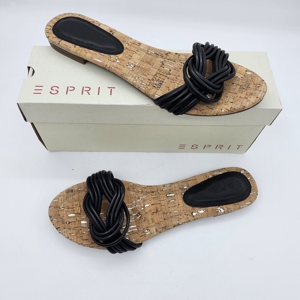 Esprit Womens Katelyn Sandal Faux Leather Flip Flop Flat Slip On Black 10 M - Picture 9 of 12